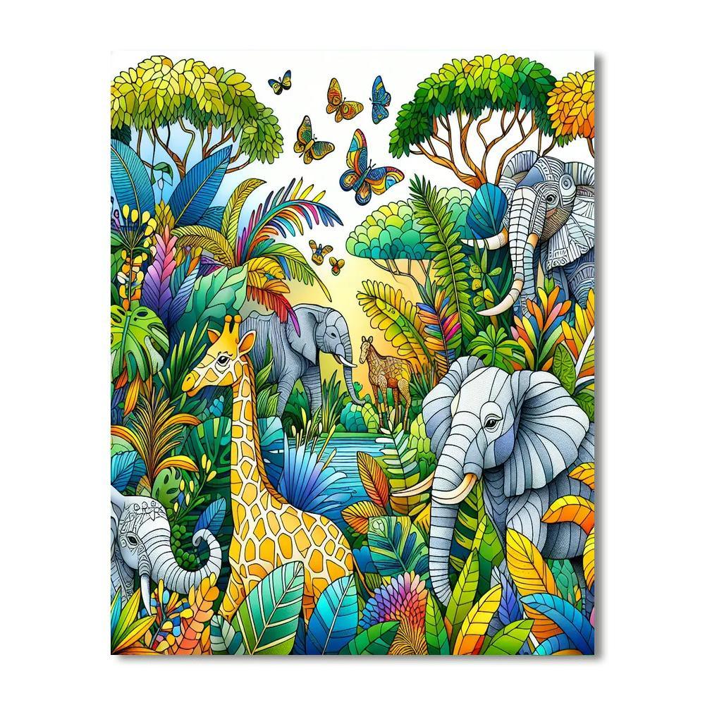 Cheerful Safari Journey Paint By Numbers Kits