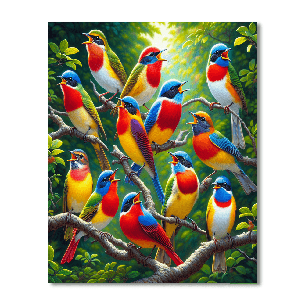Colorful Birdsong Melody Number Painting