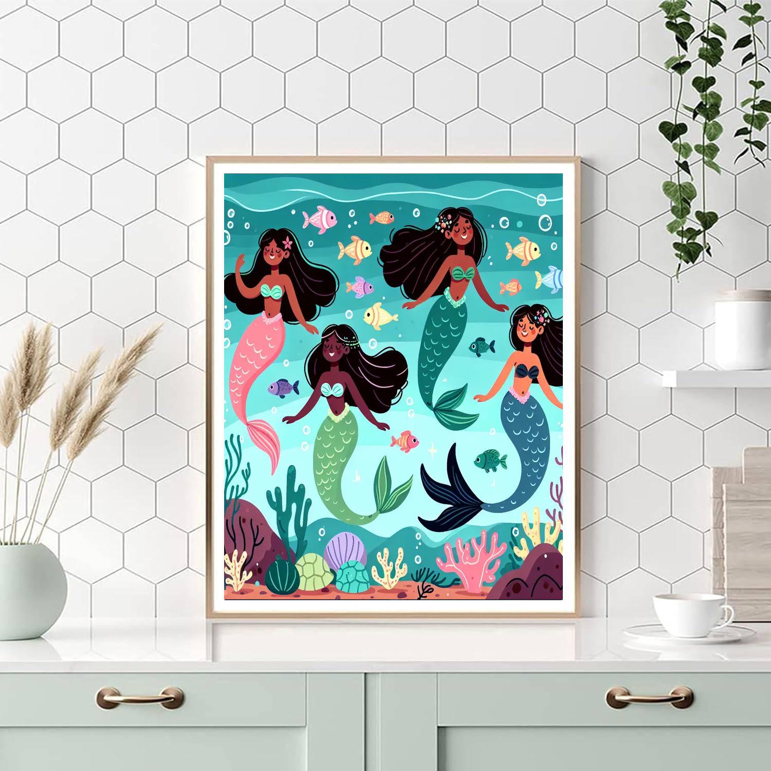 Underwater Kingdom With Mermaids Painting Number Kit