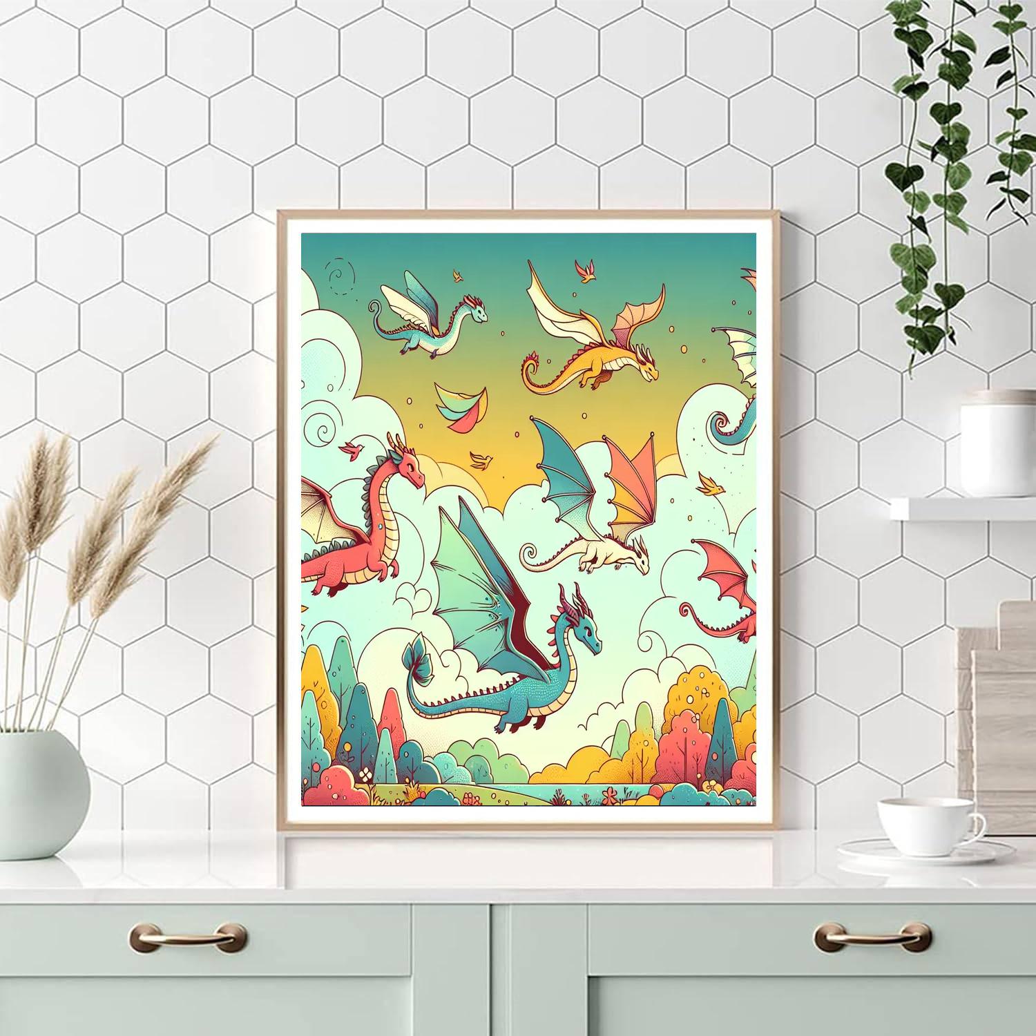Fantasy Dragon Flights Painting By Numbers Kit