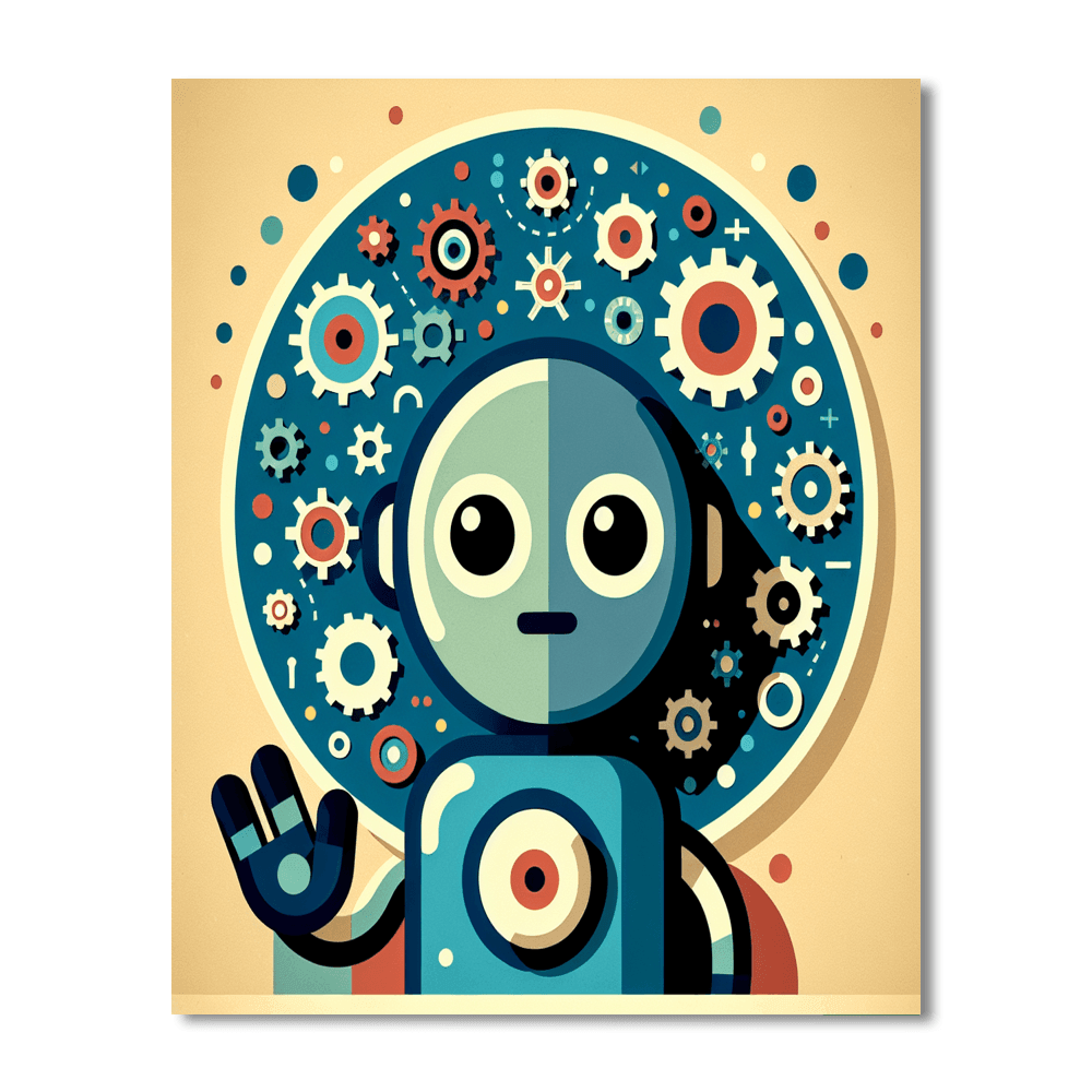 Retro Robots Number Painting