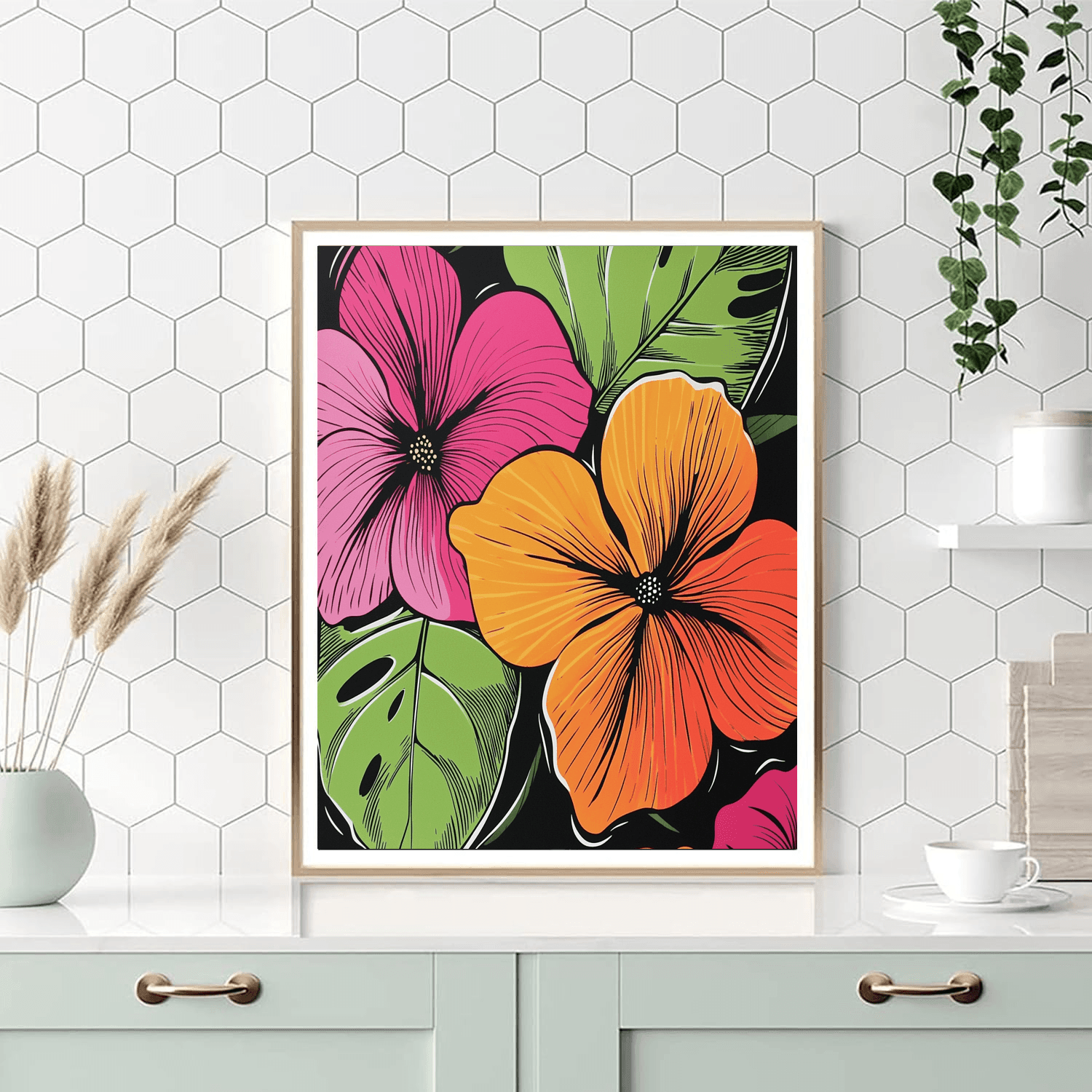 Andy Warhol Inspired Dynamic Floral Explosion  DIY Paint By Numbers