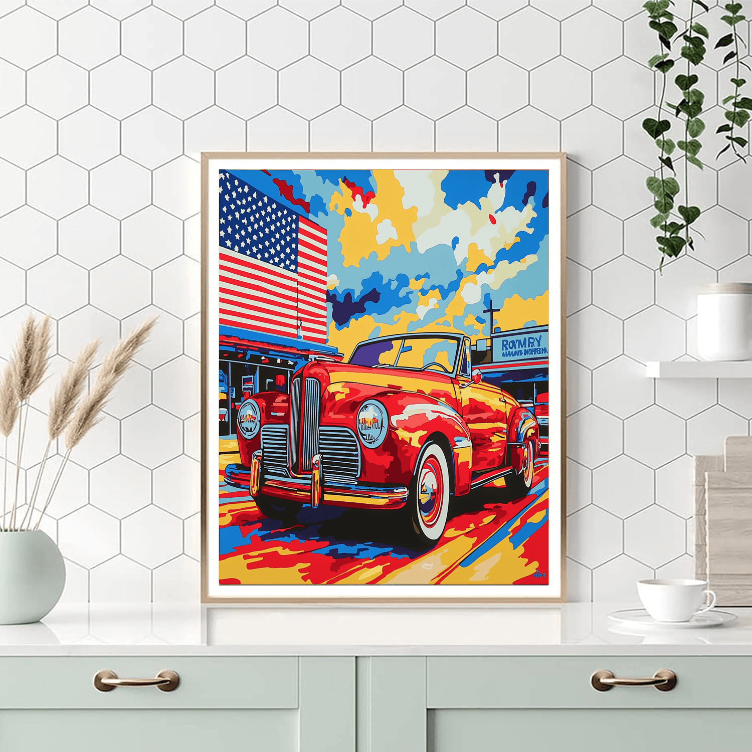 Roy Lichtenstein Inspired Retro Car Revival  Paint By Numbers Kits