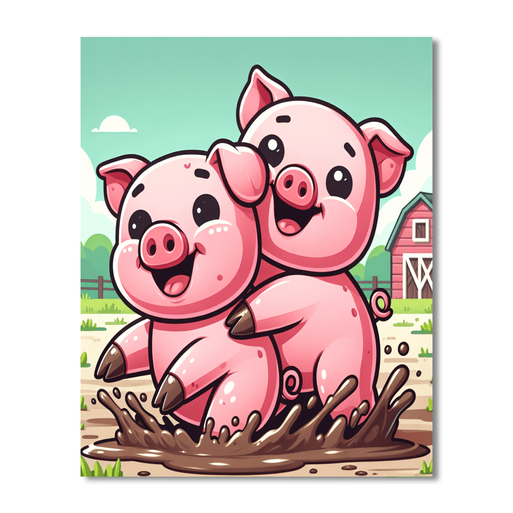 Merry Pigs Painting Number Kit