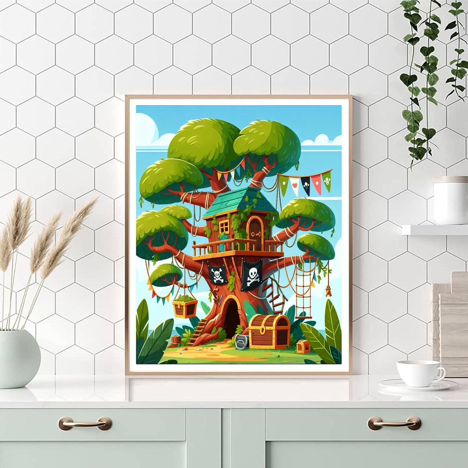 Pirate Treehouse Cove Paint By Numbers Art