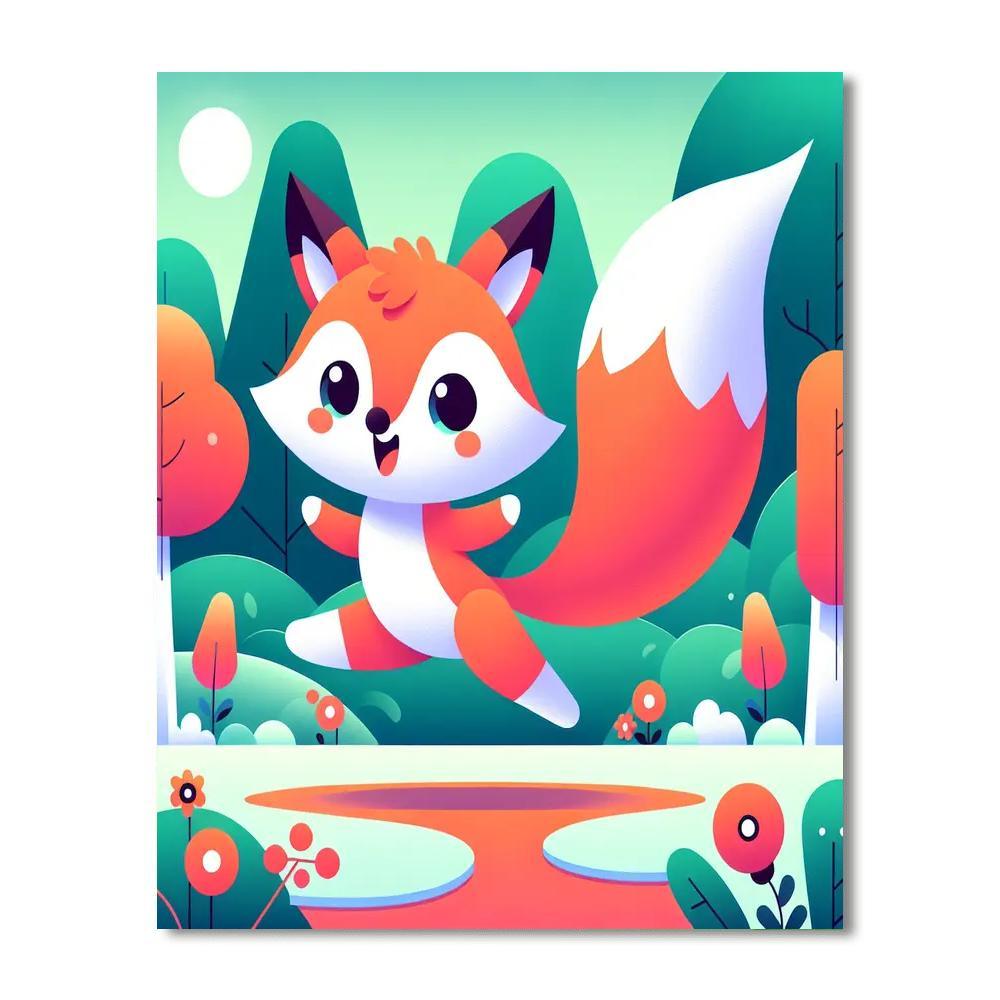 Playful Fox Tails Number Painting