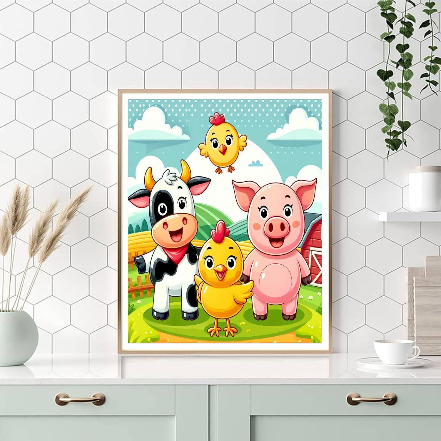 Farmyard Friends Fun Paint By Numbers Art