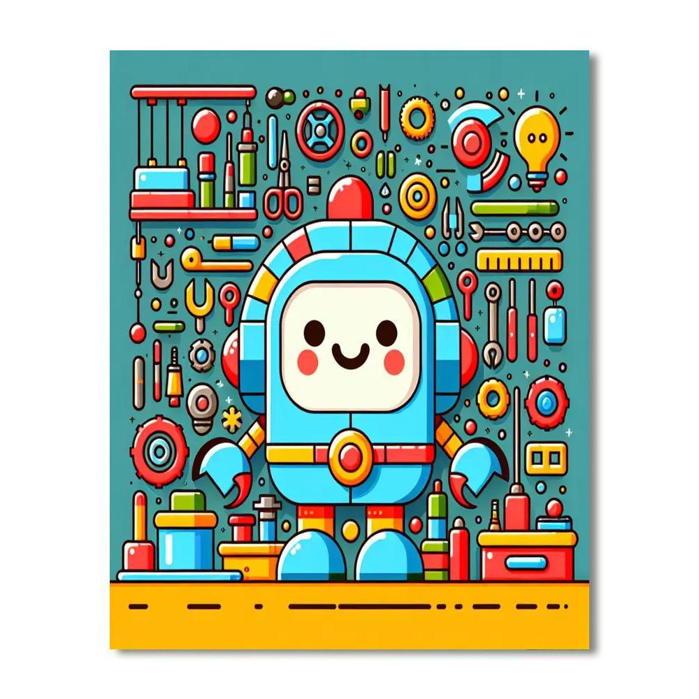 Cool Robot Workshop Paint By Number