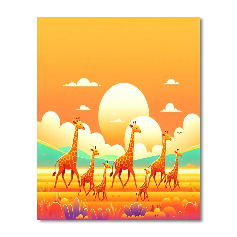 Giraffe’s Graceful Glide Paint By Numbers