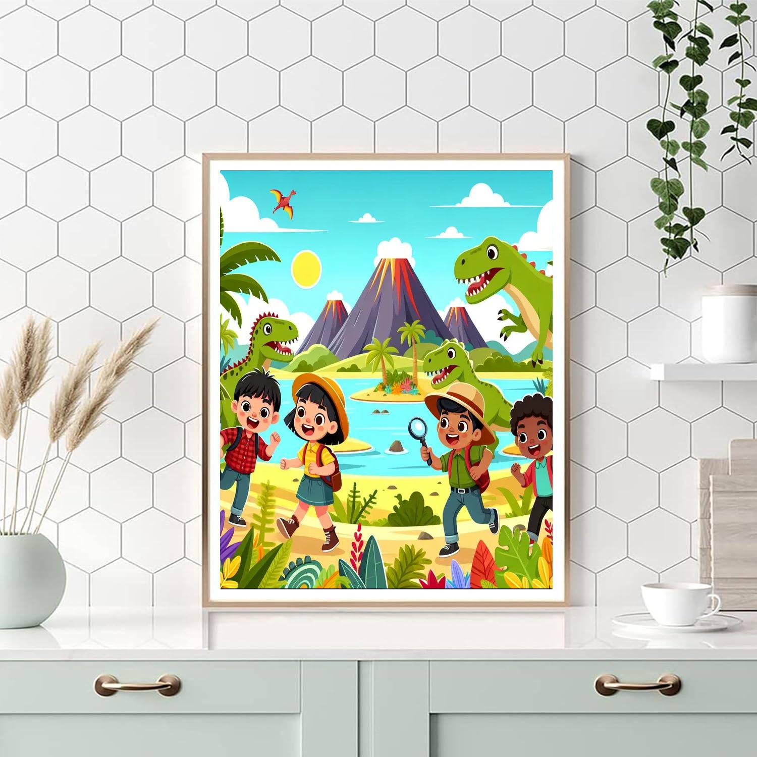 Treasure Hunt On Dinosaur Island Paint By Numbers