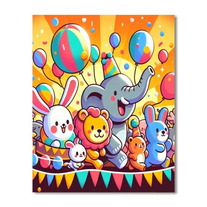 Friendly Animal Parade Paint By Numbers Art