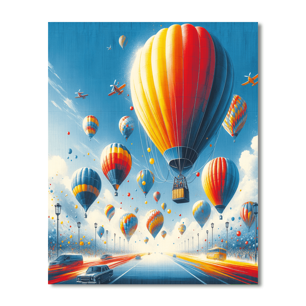 Cheerful Hot Air Balloon Festival Paint By Color