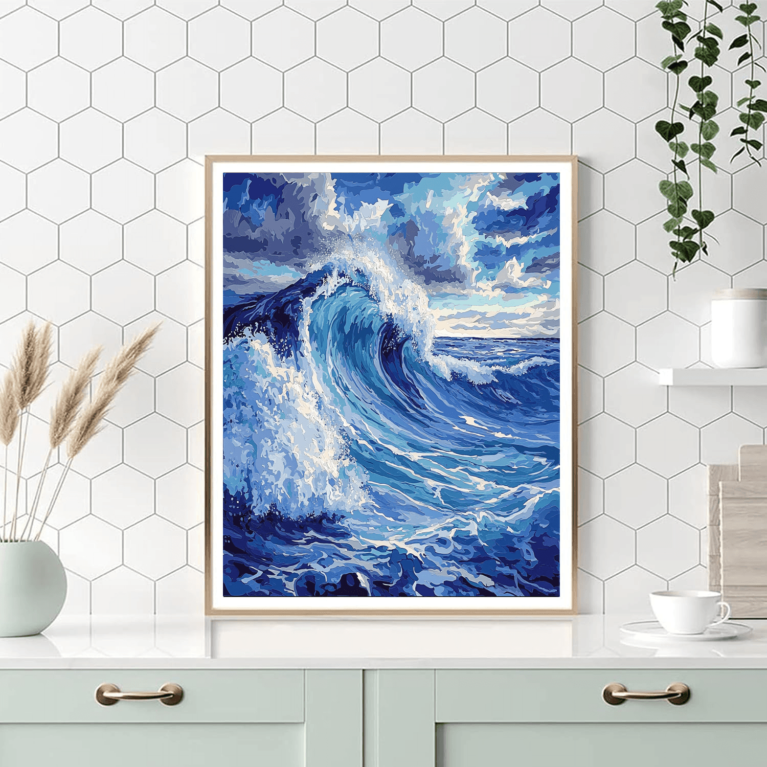 Hokusai Inspired Ethereal Ocean Symphony  Paint By Numbers Art
