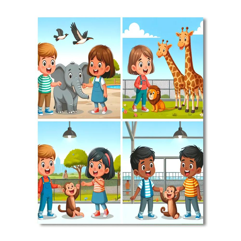 Playful Animals At The Zoo Paint By Numbers Kits