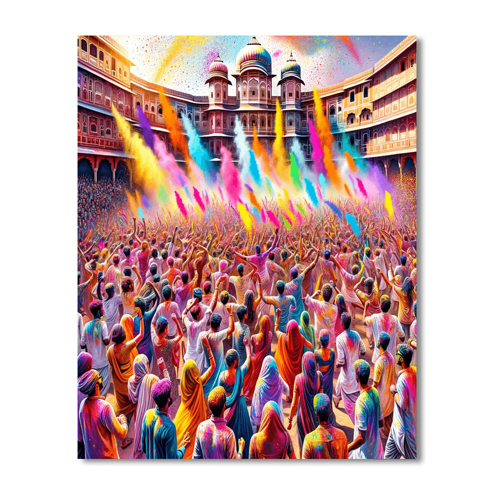 Holi Festival - Jaipur, India Painting By Numbers Kit