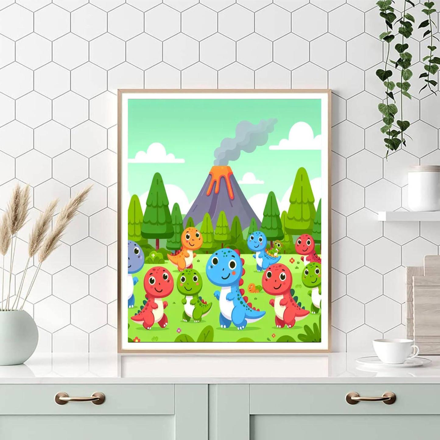 Adventures In Dino World Paint By Numbers Art