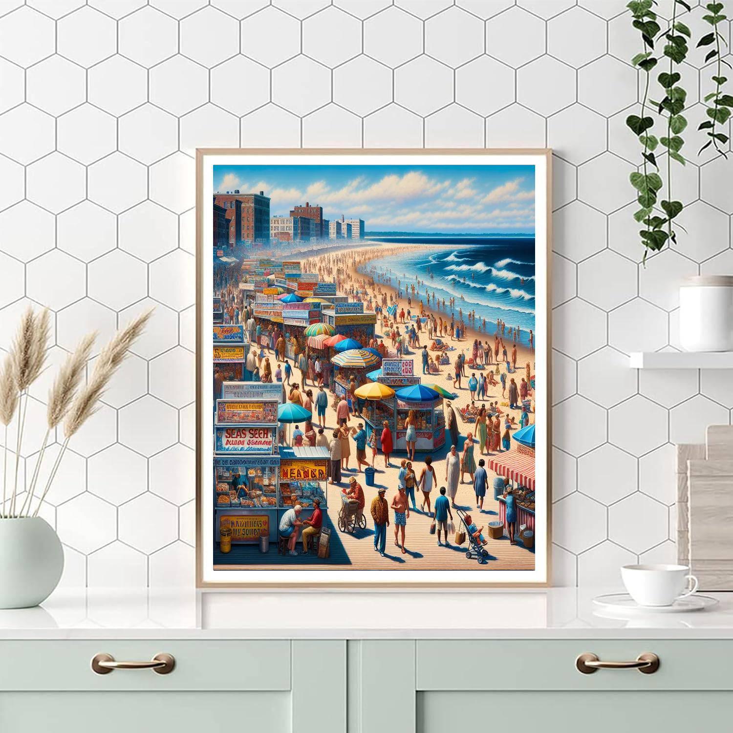 Lively Beach Boardwalk Painting By Numbers Kit