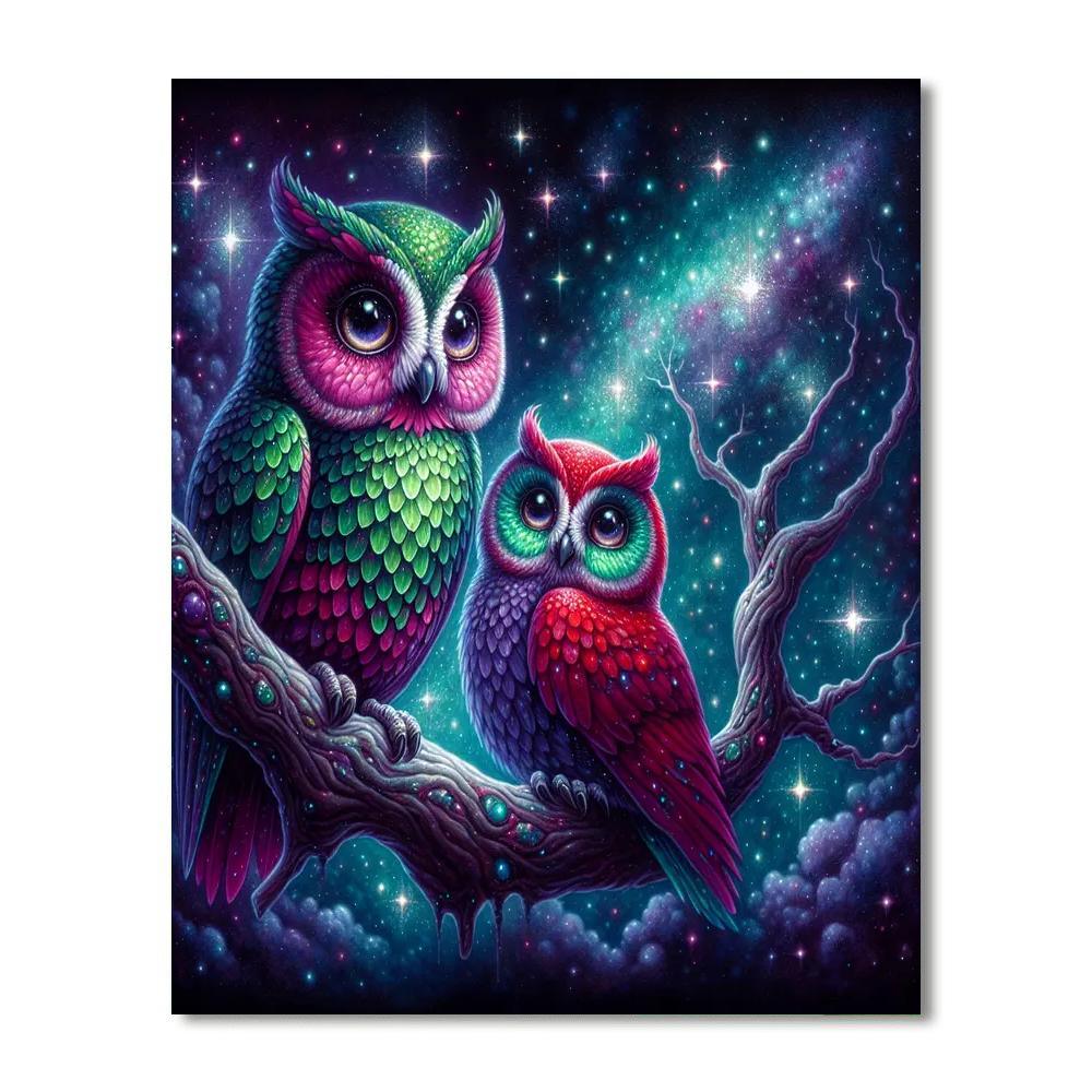 Celestial Night Owls Painting Number Kit