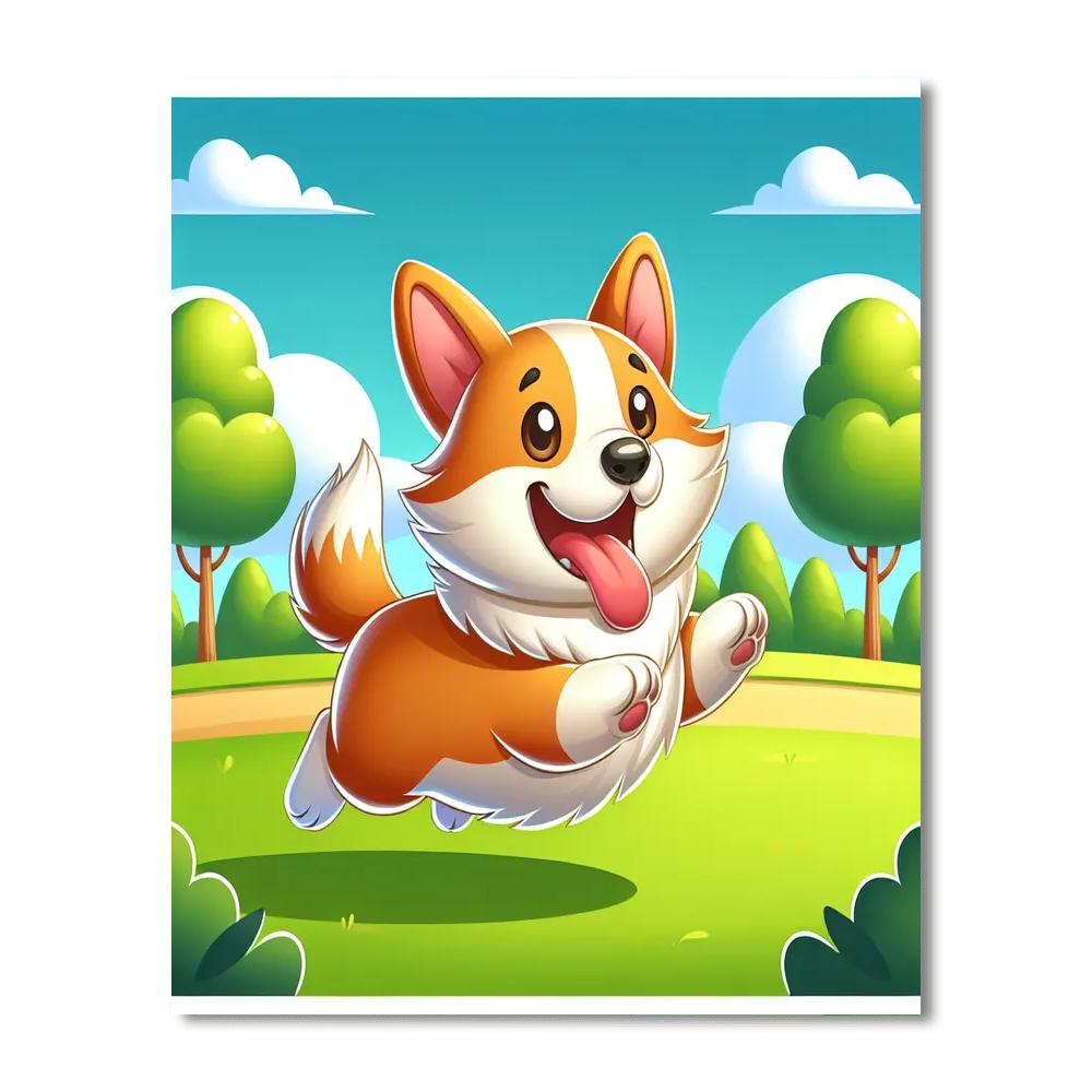 Playful Corgi Numbered Painting Kits