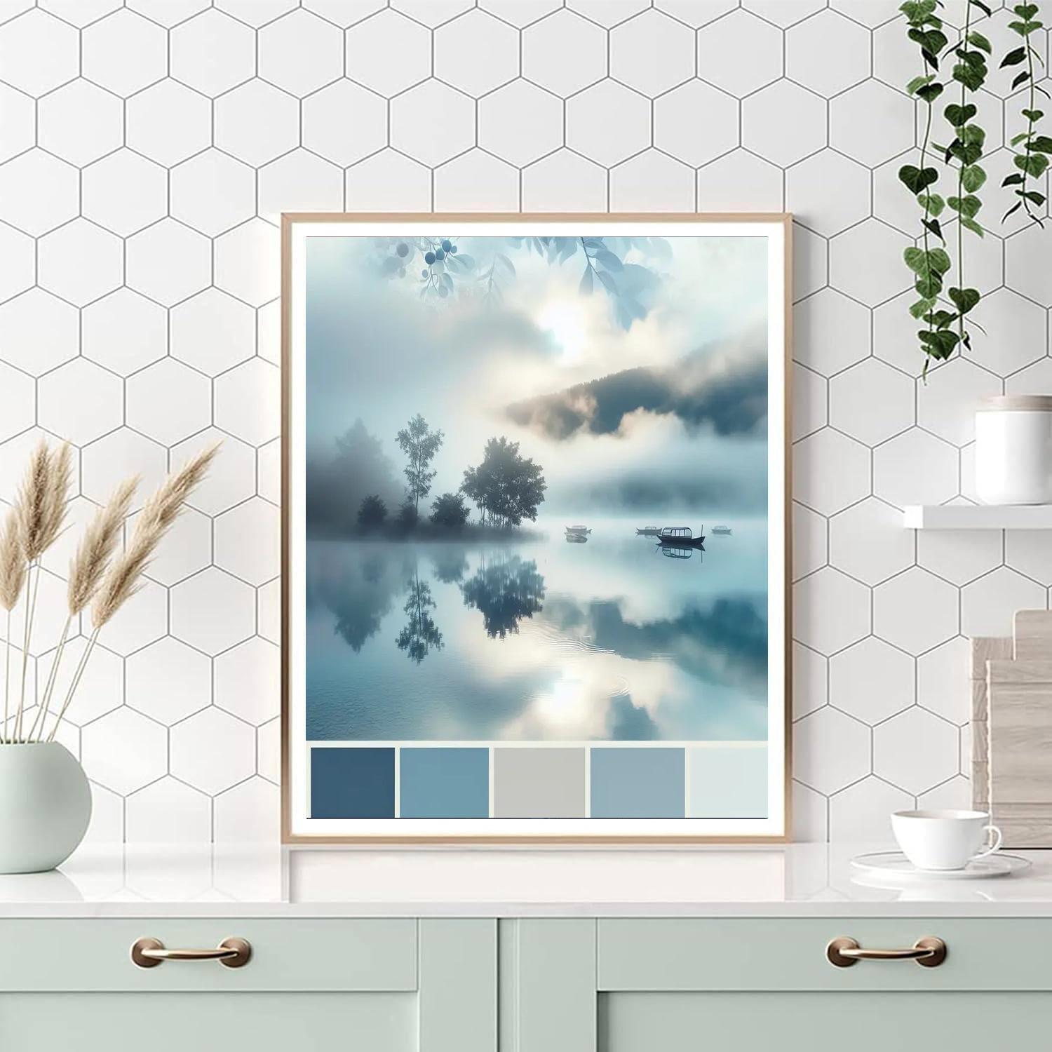 Calm Lakeside Morning Painting Number Kit