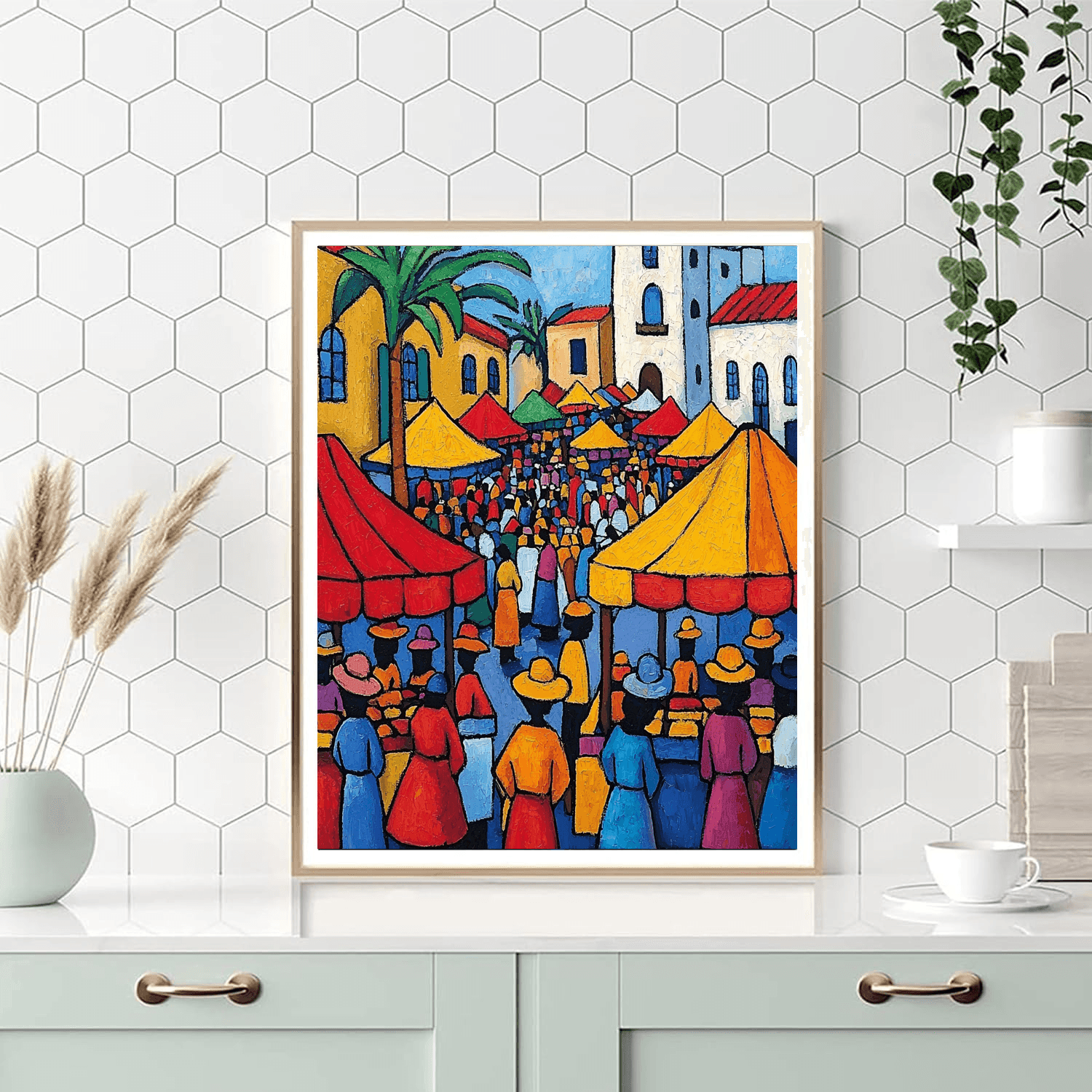 Jean Metzinger Inspired Vibrant Market Day  DIY Paint By Numbers