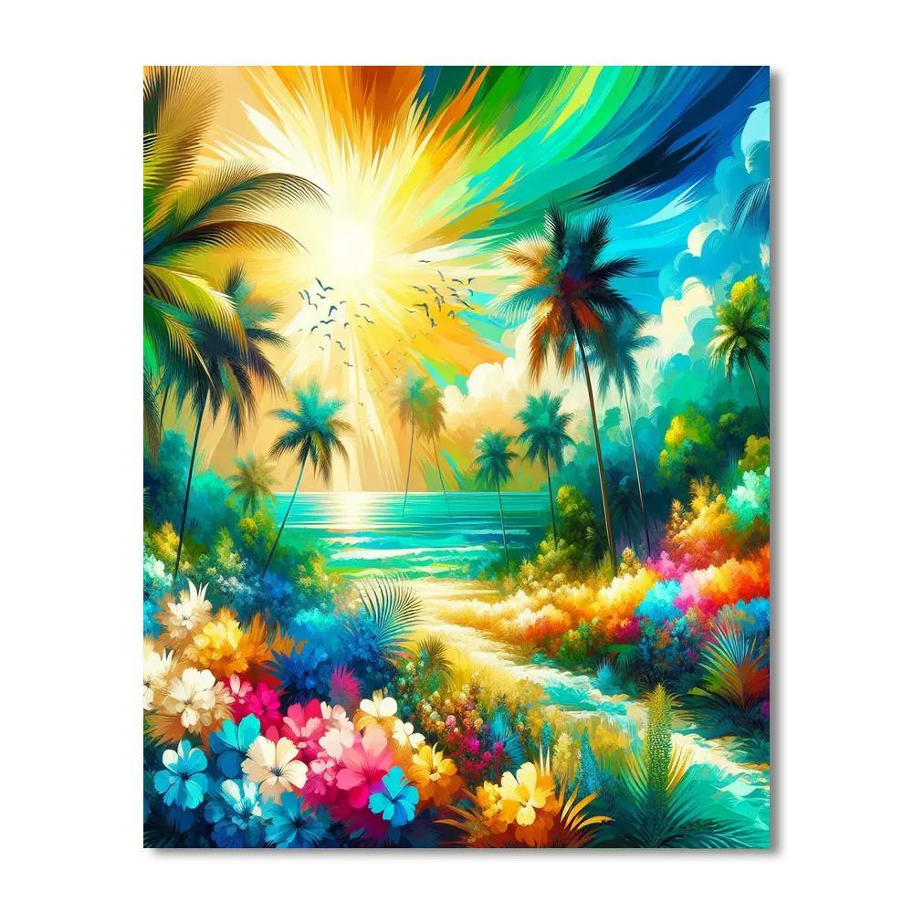 Lush Green Tropical Paradise Numbered Painting Kits