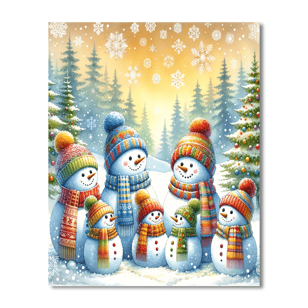 Cozy Snowman Family Paint By Numbers Kits