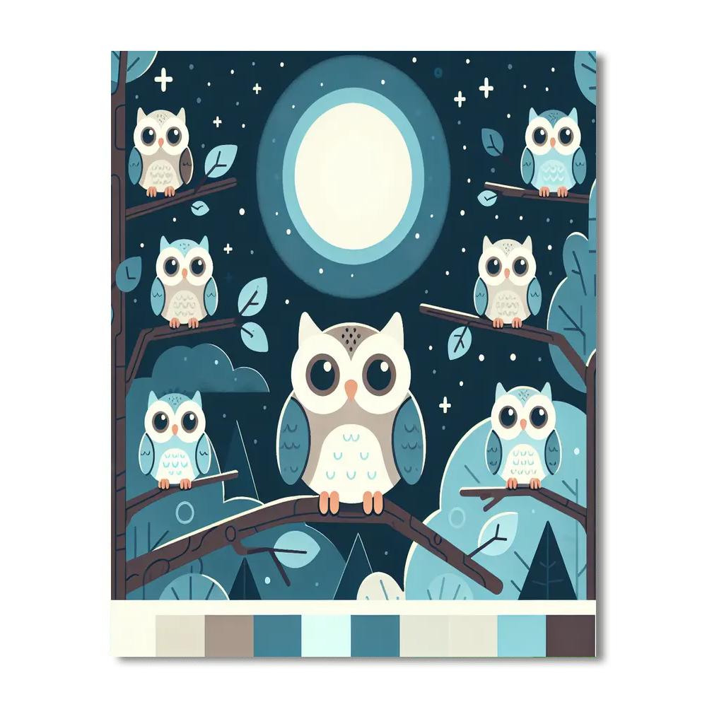 Moonlit Owl Watching Paint By Numbers Art