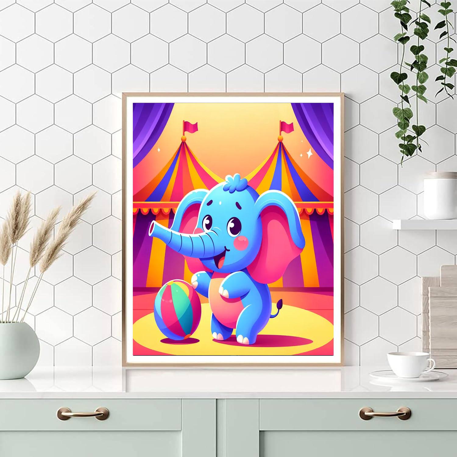Circus Elephant's New Trick Paint By Numbers Kits