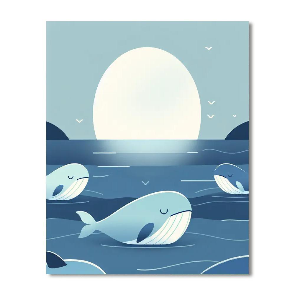 Gentle Moonlit Whales Paint By Numbers Kits