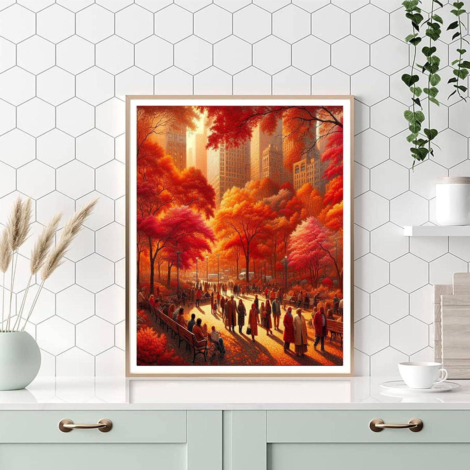 Charming City Park In Autumn Paint By Color