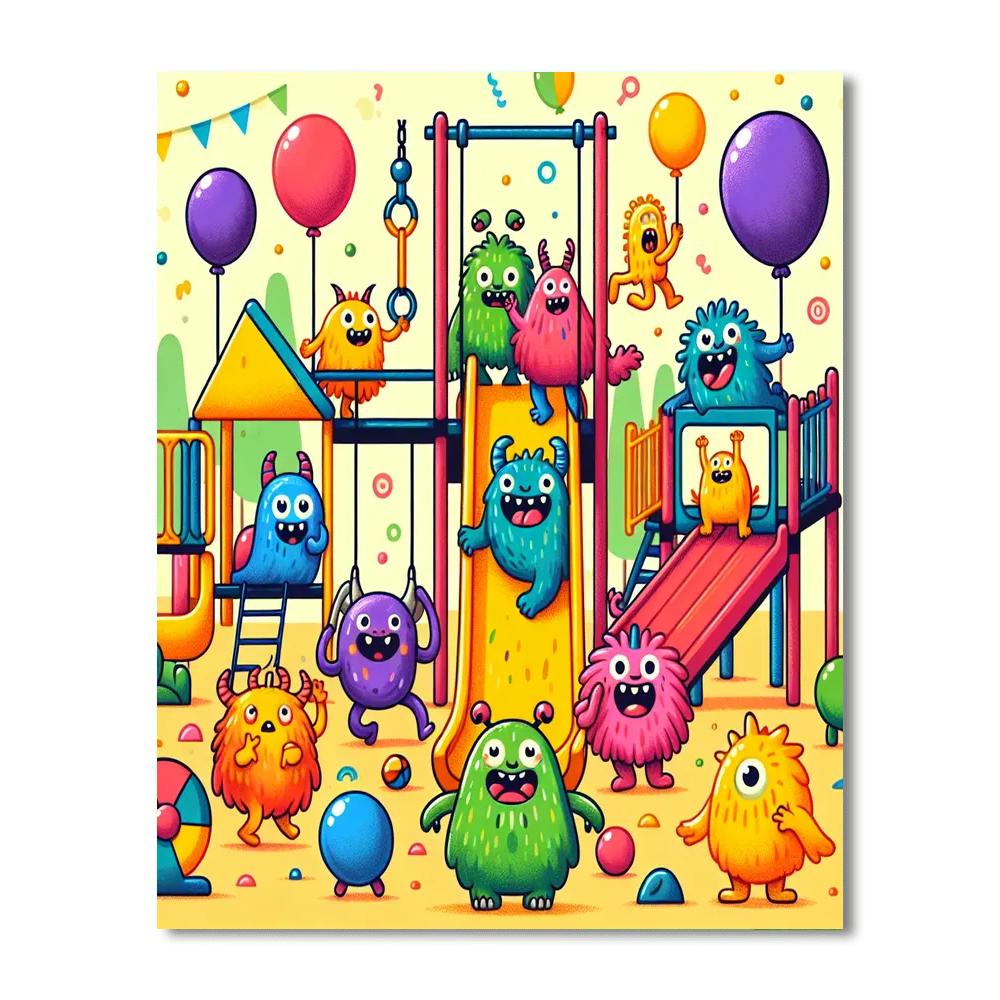 Funny Monster Playground DIY Paint By Numbers