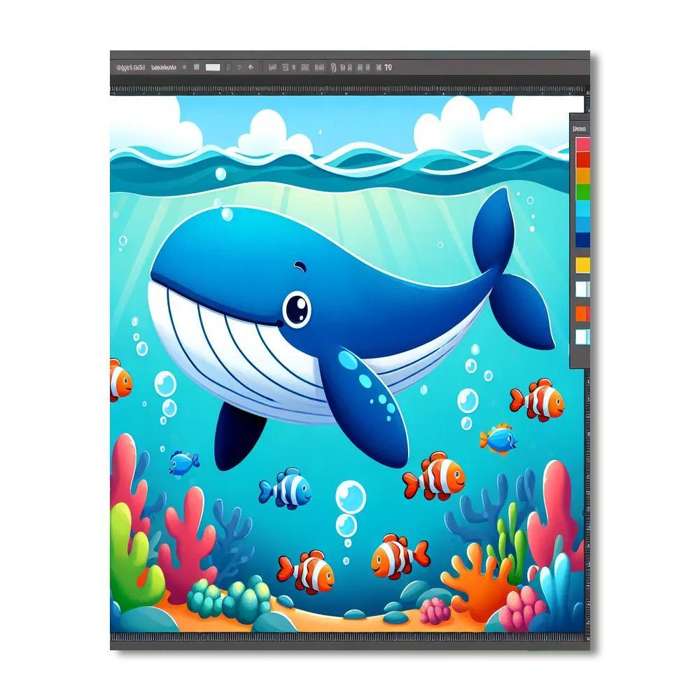 Ocean Voyage With Friendly Whales Paint By Numbers Art