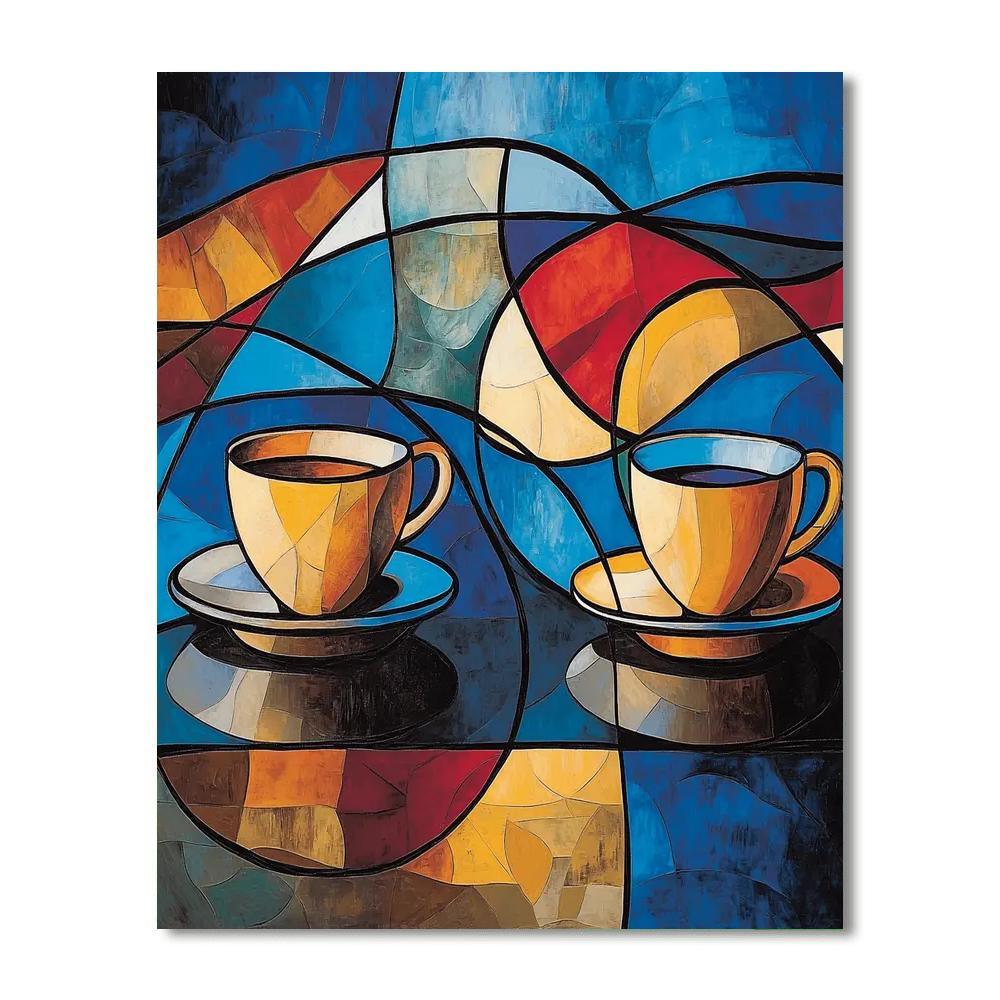 Pablo Picasso Inspired Cubist Caffeination  Painting By Numbers Kit