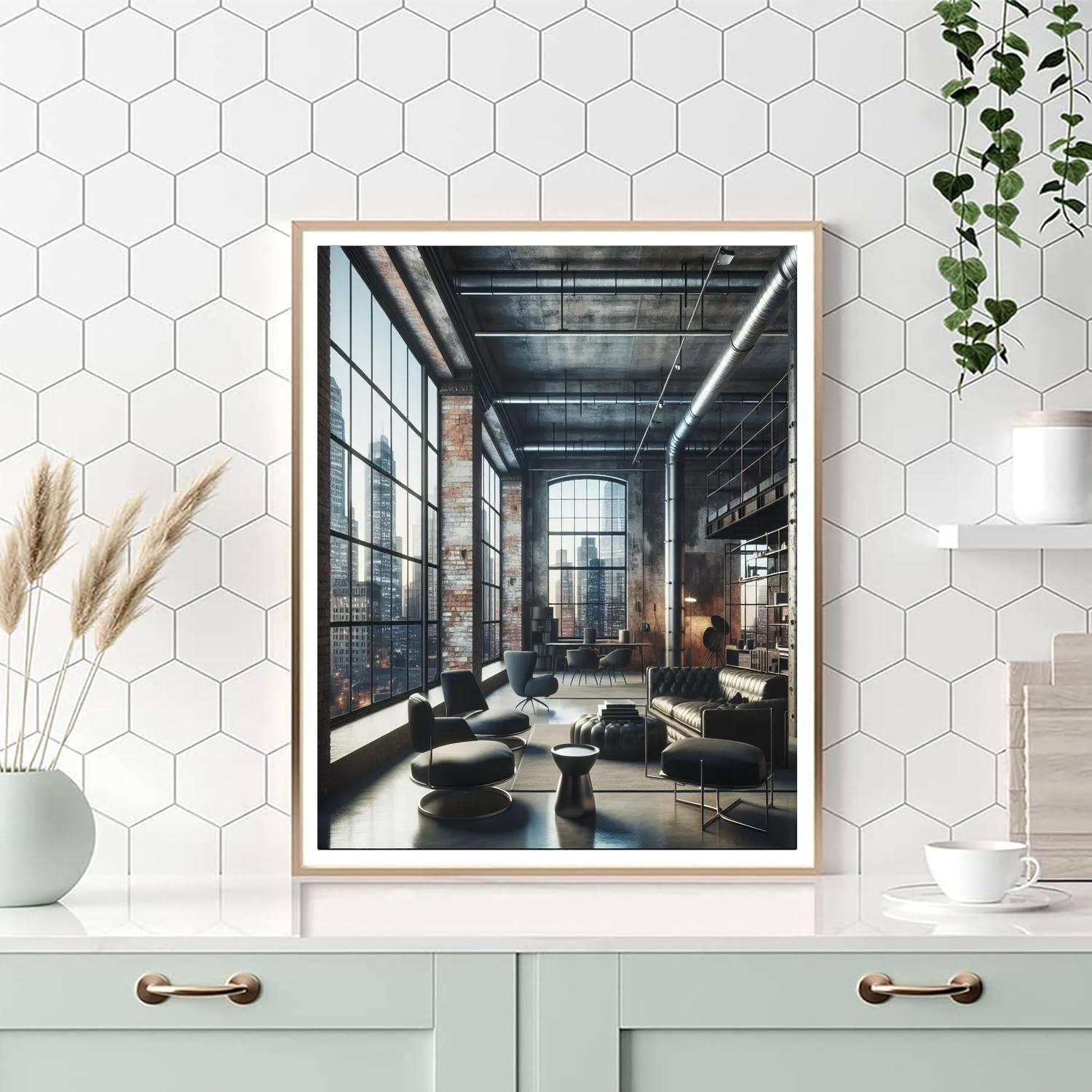 Chic Industrial Loft Number Painting