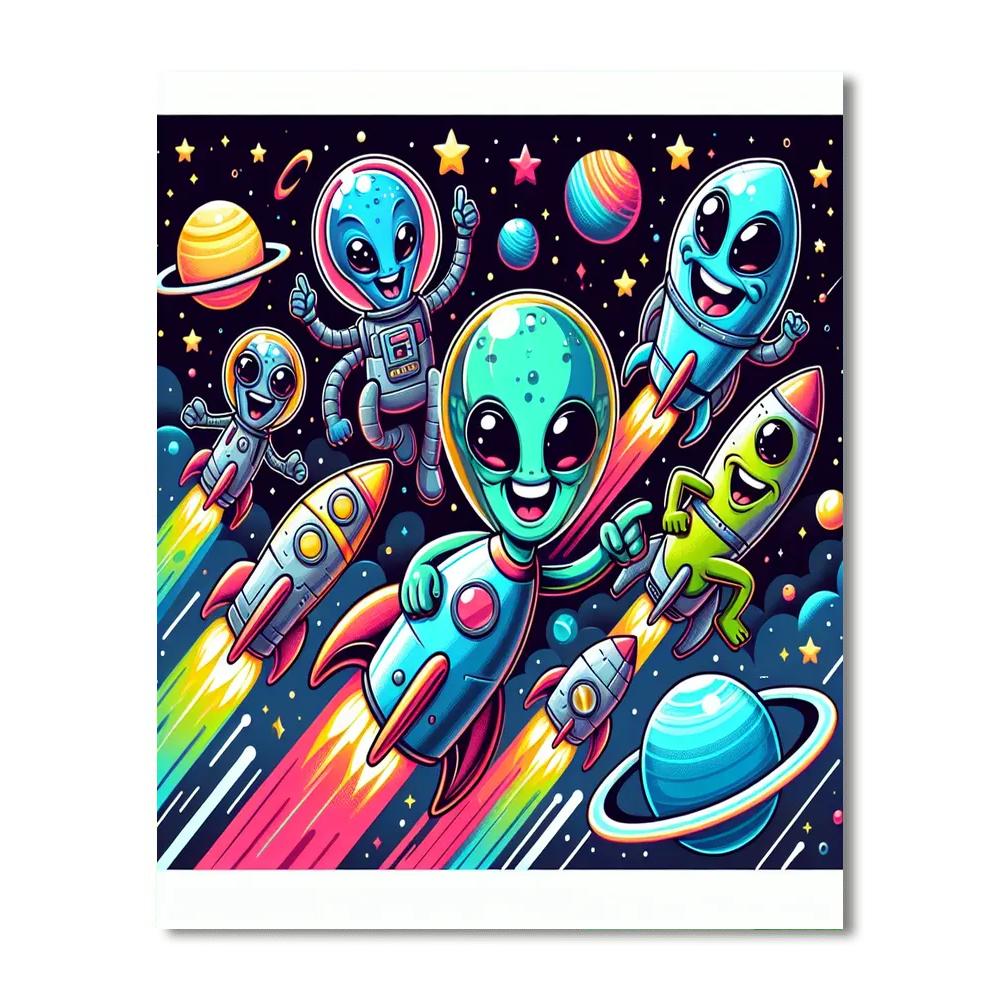 Super Silly Space Race Paint By Number