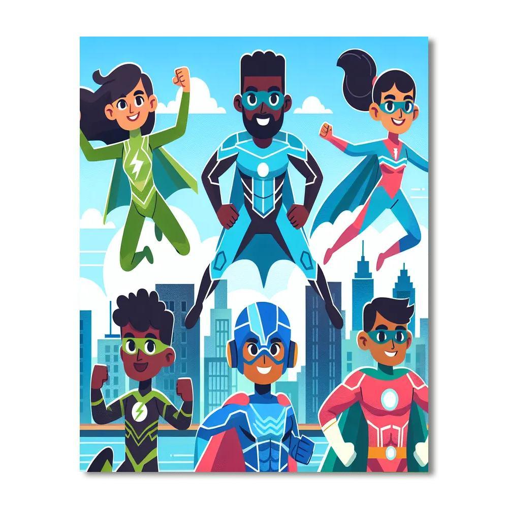 Superhero Squad Adventure Paint By Numbers Art