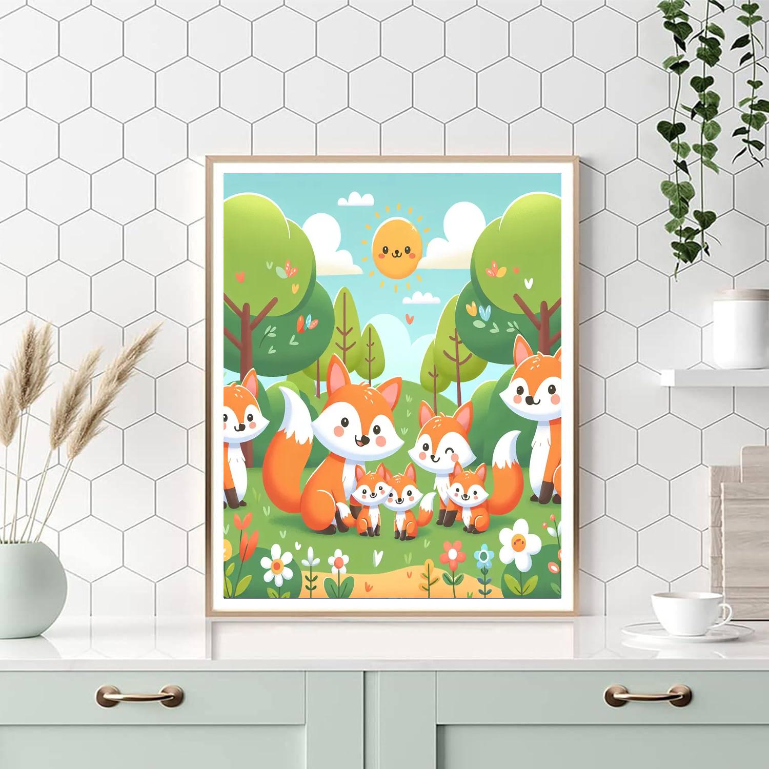 Curious Fox Family Painting Number Kit