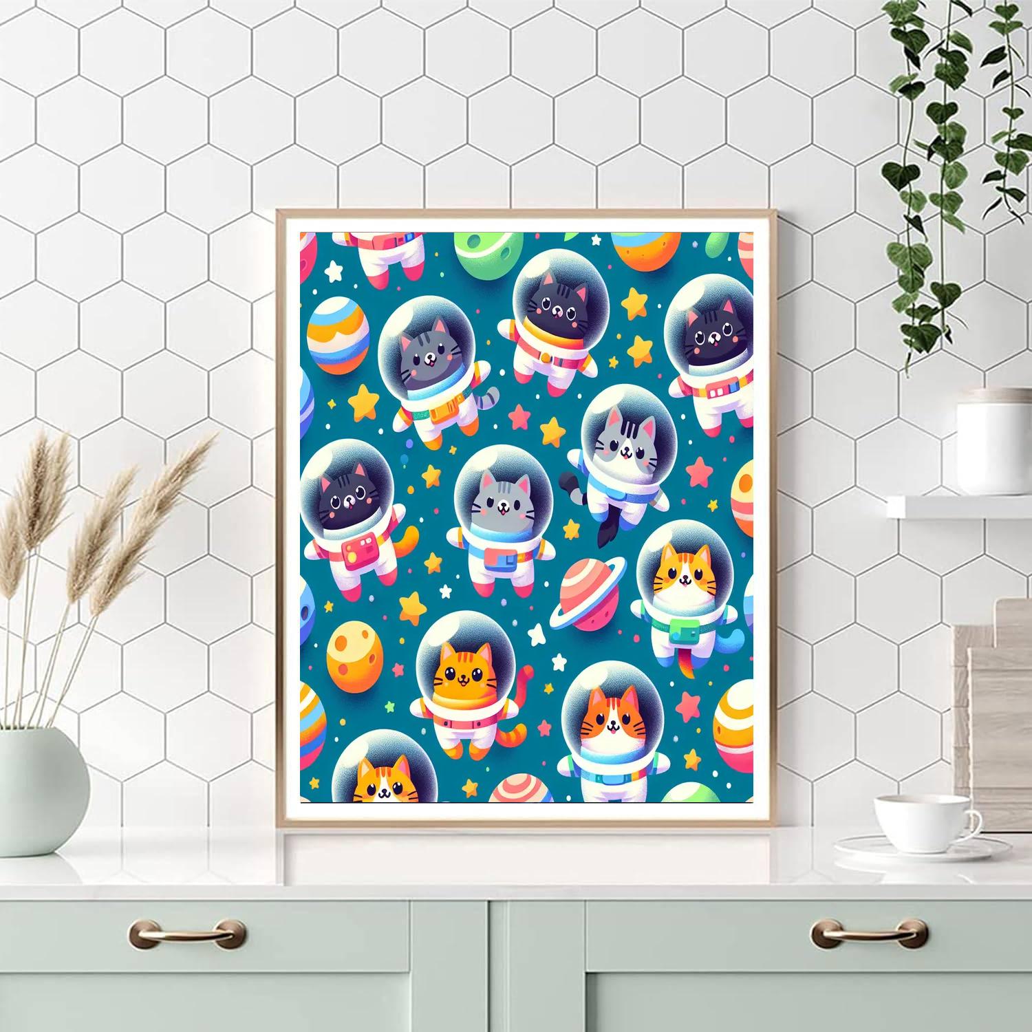 Curious Space Cats Painting By Numbers Kit