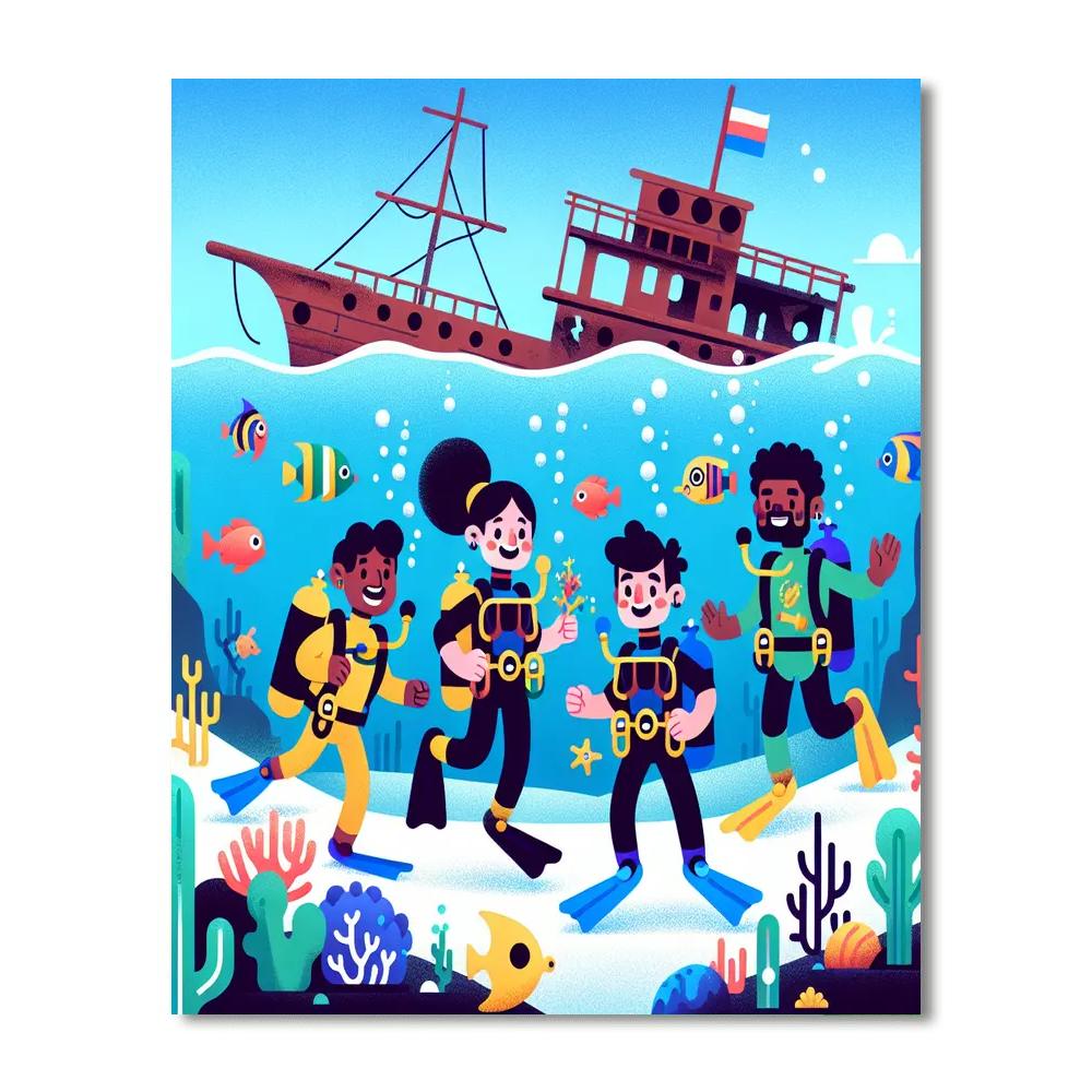 Underwater Treasure Dive DIY Paint By Numbers