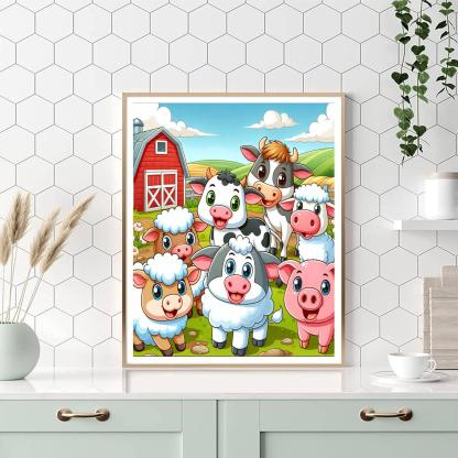 Fun Farm Animals Painting Number Kit