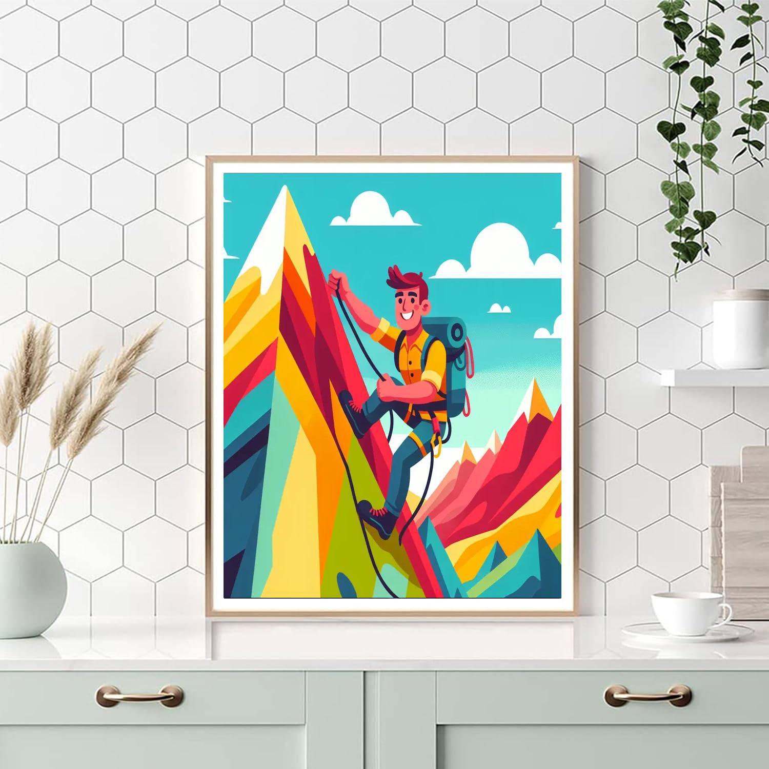 Brave Mountain Climber Number Painting