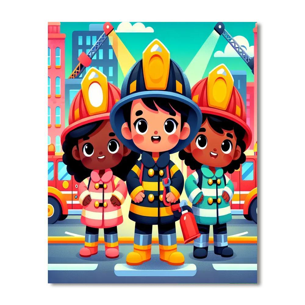 Little Firefighter Brigade Paint By Numbers Kits