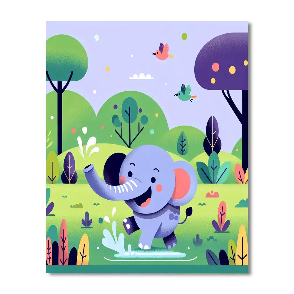 Excited Elephant DIY Paint By Numbers
