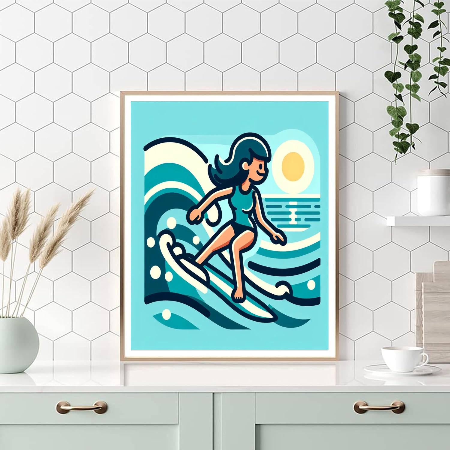 Ocean Wave Surfer Paint By Numbers Art