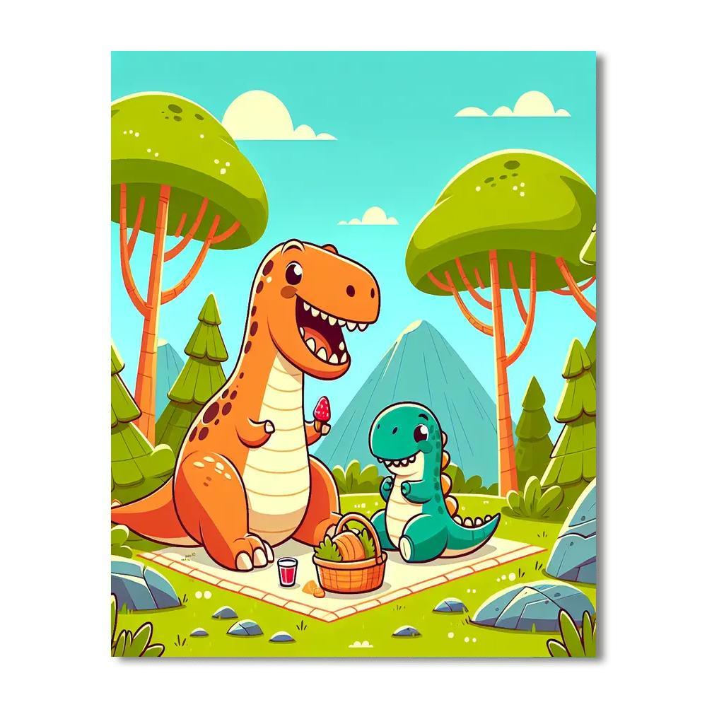 Funny Dino Family Painting By Numbers Kit