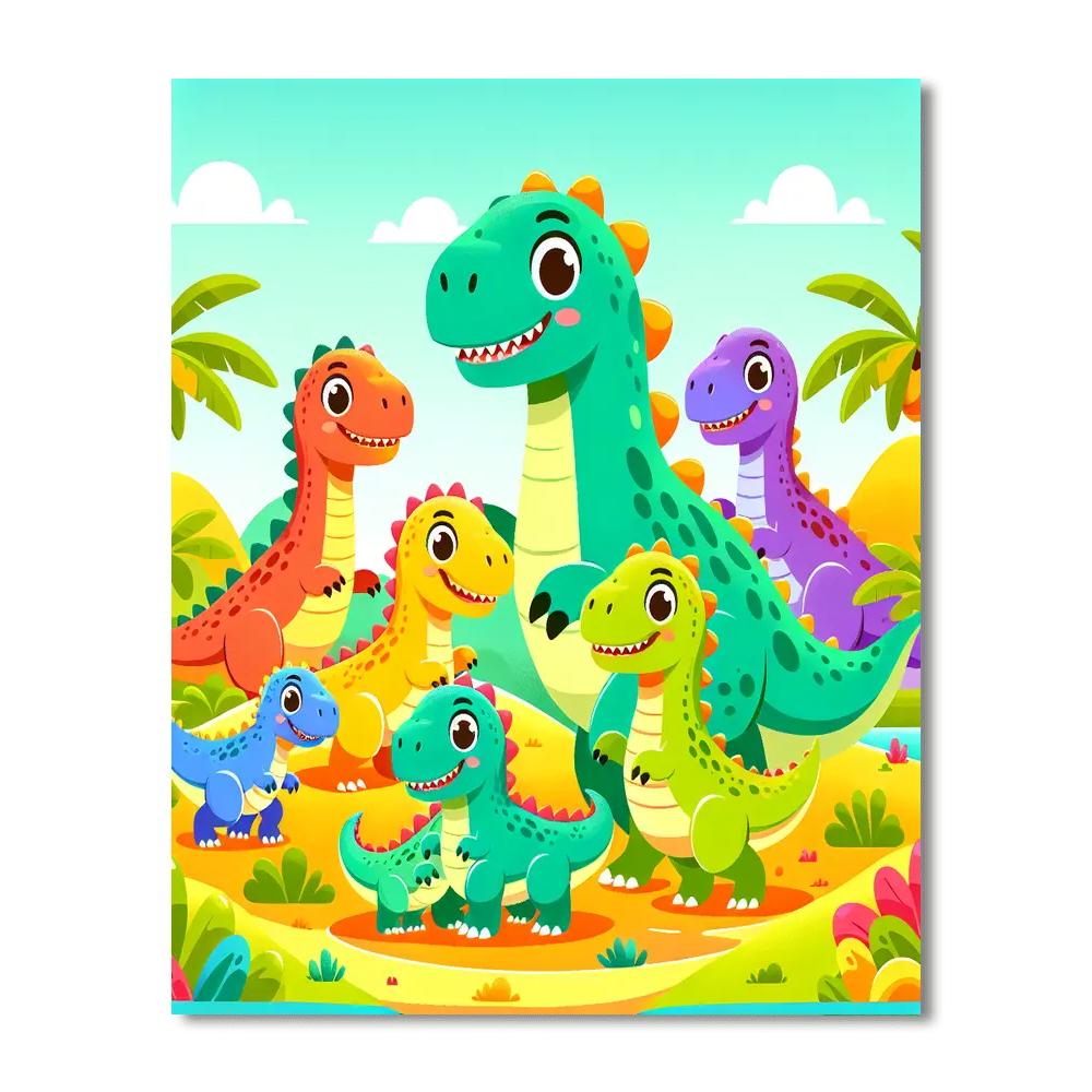 Colorful Dinosaur Family Paint By Numbers Kits