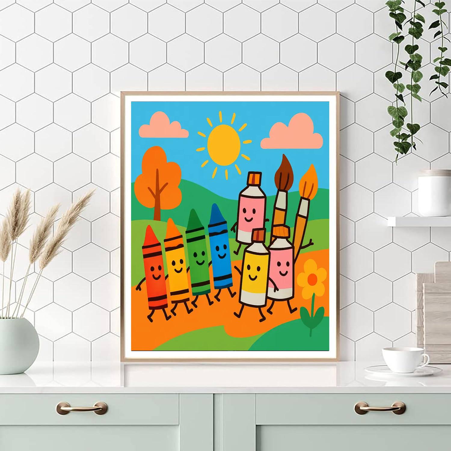Colorful Art Supply Parade DIY Paint By Numbers