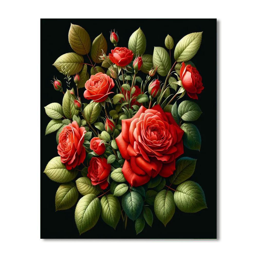Radiant Red Rose Delight Paint By Numbers Art