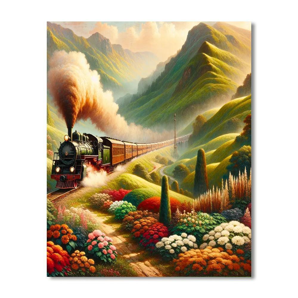 Charming Vintage Train Ride Numbered Painting Kits